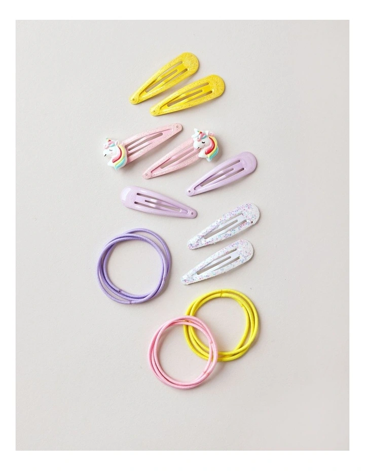 Multipack Unicorn Clips and Ties in Multi image 1