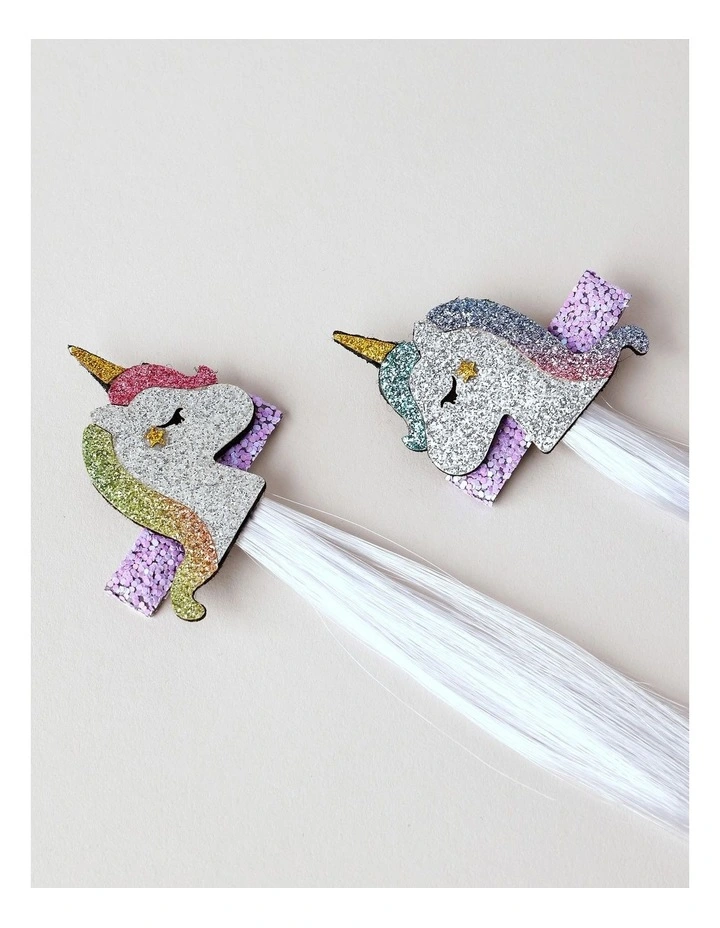 Unicorn Extension Hair Clips in Pink image 2