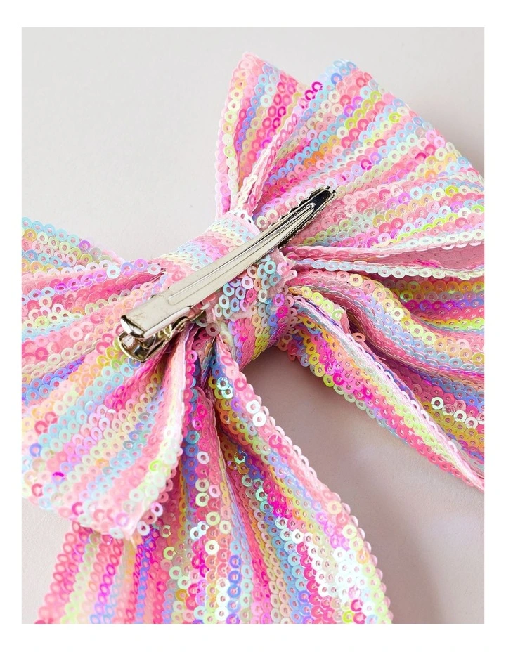 Sequin Bow Clip in Multi image 3