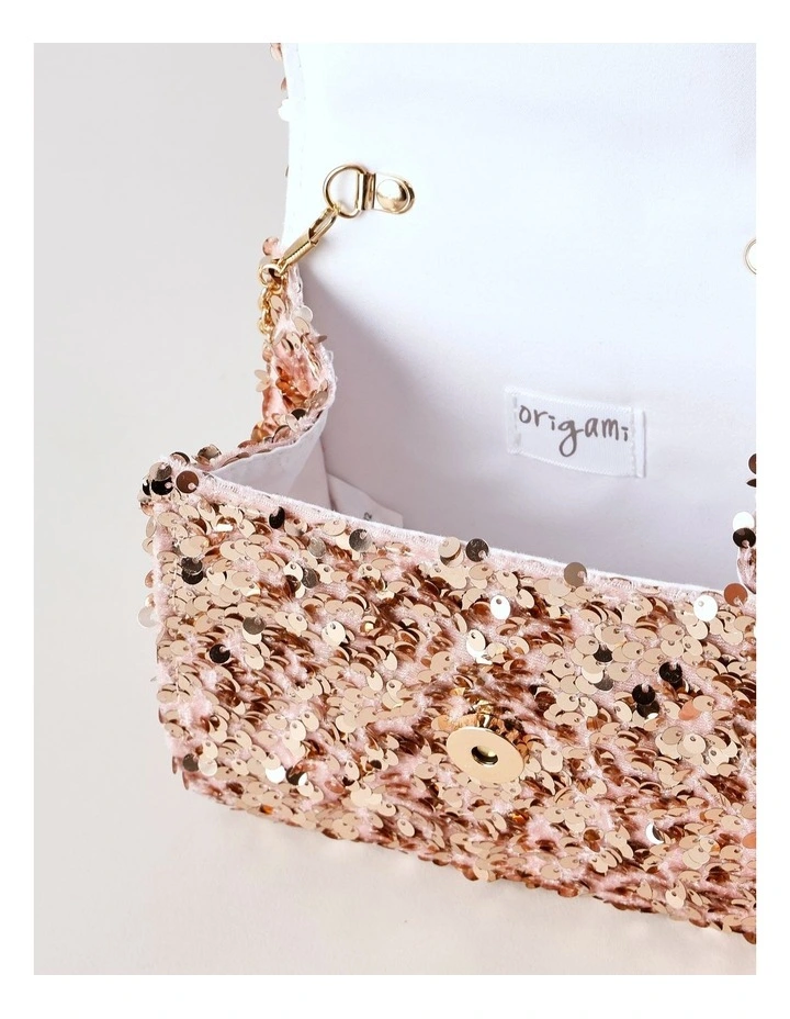 Sequin Bag with Pearl Handle in Pink image 4