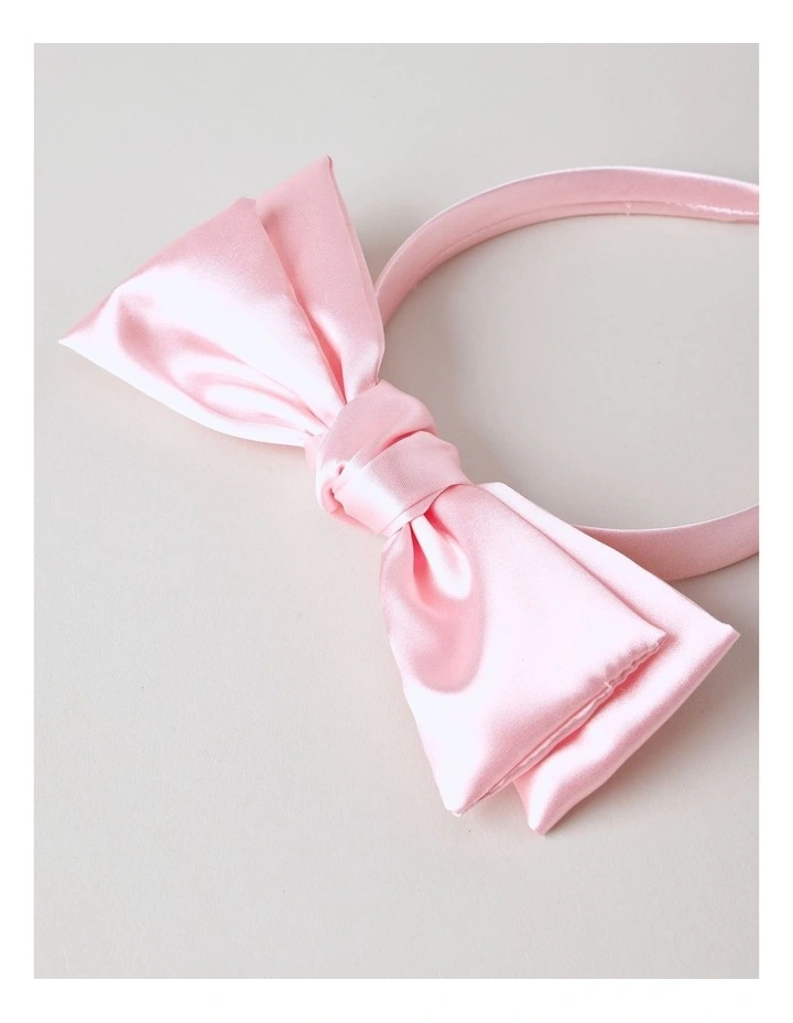 Oversized Bow Satin Headband in Pink image 2