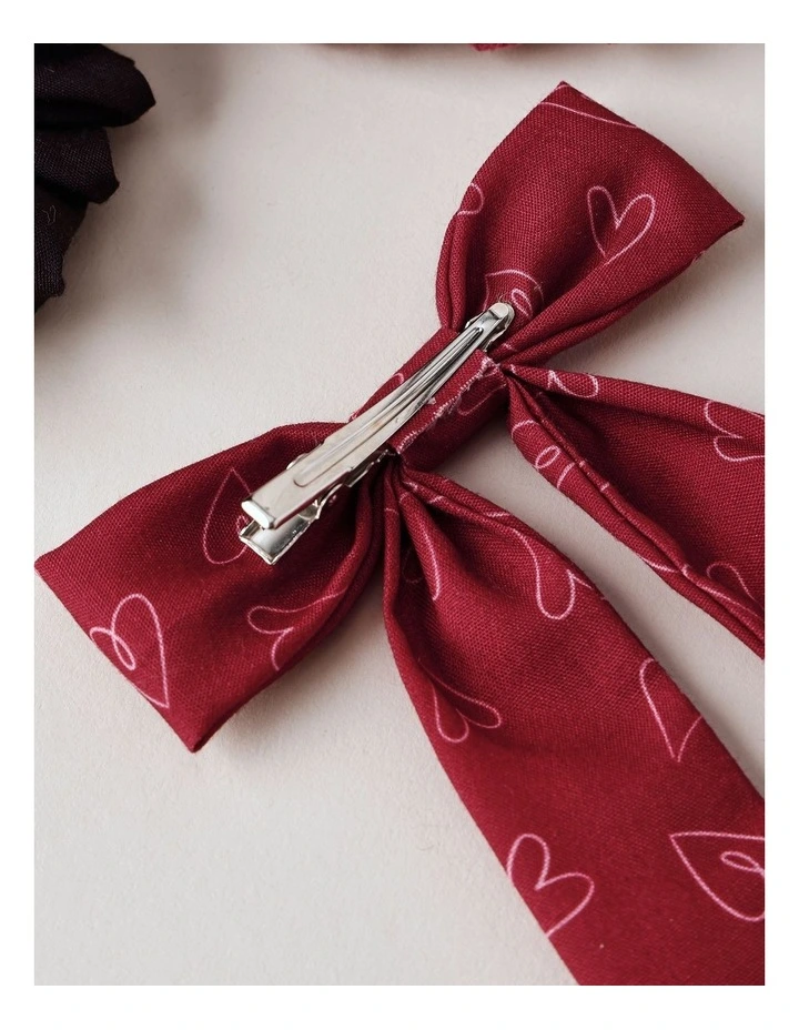 Oversized Bow Scrunchie with Mini Scrunchies in Red image 4