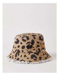Washed Leopard Print Bucket Hat in Leopard