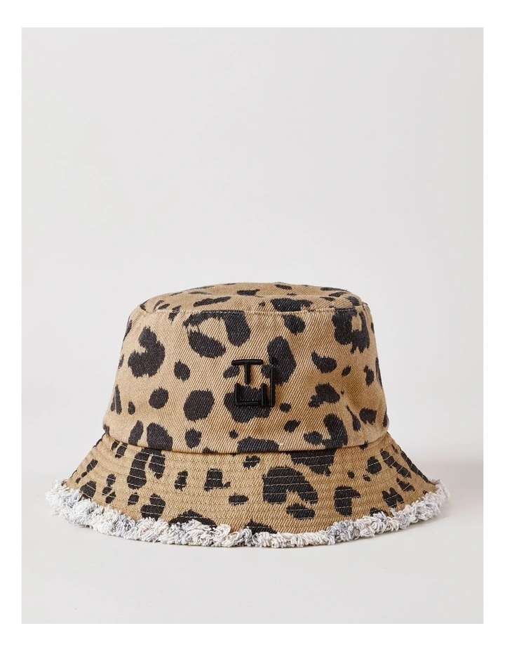 Washed Leopard Print Bucket Hat in Leopard image 1