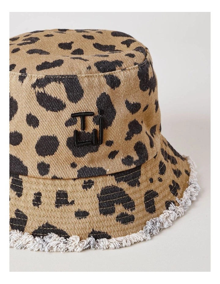 Washed Leopard Print Bucket Hat in Leopard image 2
