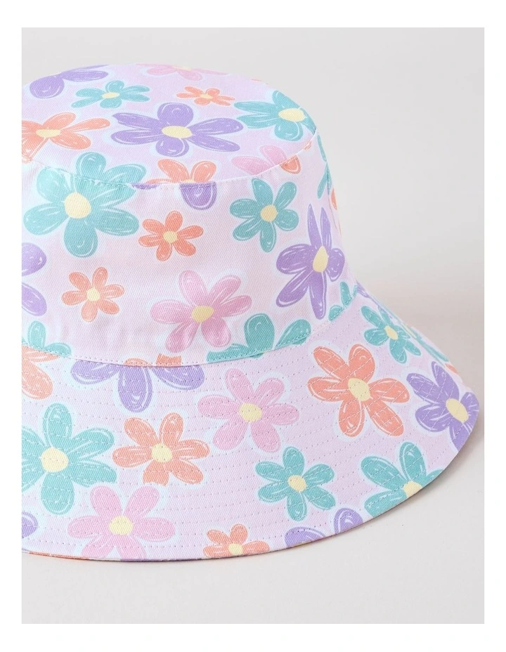 Girls Printed Daisy Bucket Hat in Pink image 2