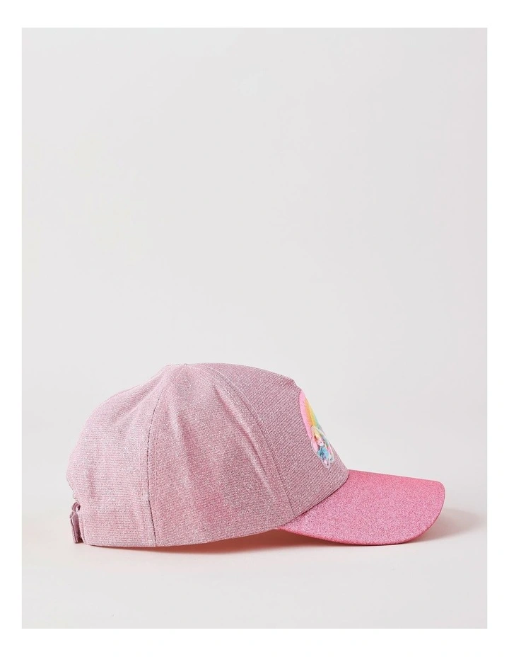 Girls Rainbow Glitter Cap with 3D Applique in Light Pink image 3