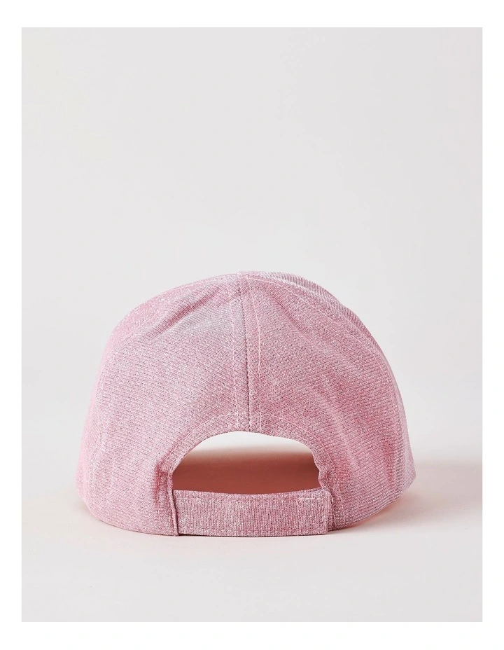 Girls Rainbow Glitter Cap with 3D Applique in Light Pink image 4