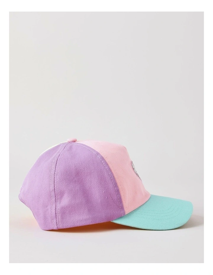 Girls Pastel Colourblock Cap with Sequin Heart in Multi image 3