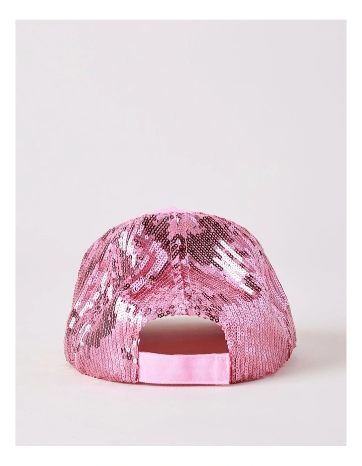Girls Sequin Cap with Unicorn Motif in Pink image 4