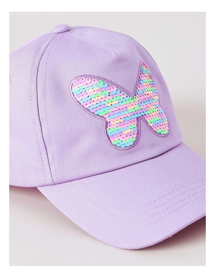 Girls Flip Sequin Butterfly Cap in Lilac image 2