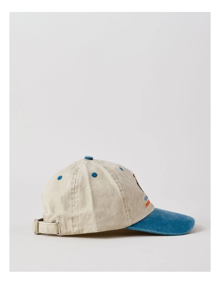 Boys Two Tone Colour Cap with Monster Truck Motif in Tan and Blue image 3