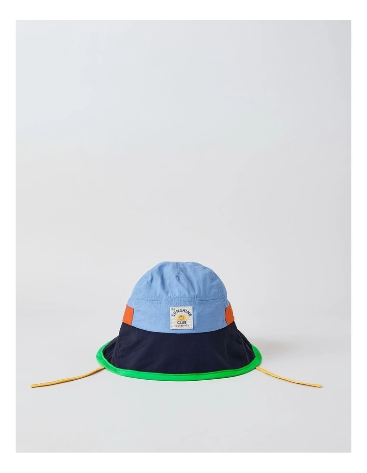 Colourblock Boys Widebrim Hat in Navy image 1