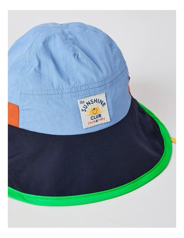 Colourblock Boys Widebrim Hat in Navy image 3