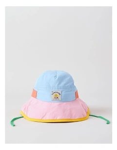 Colourblock Girls Widebrim Hat in Pink