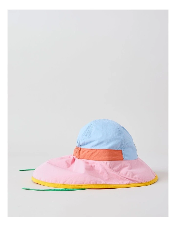Colourblock Girls Widebrim Hat in Pink image 2