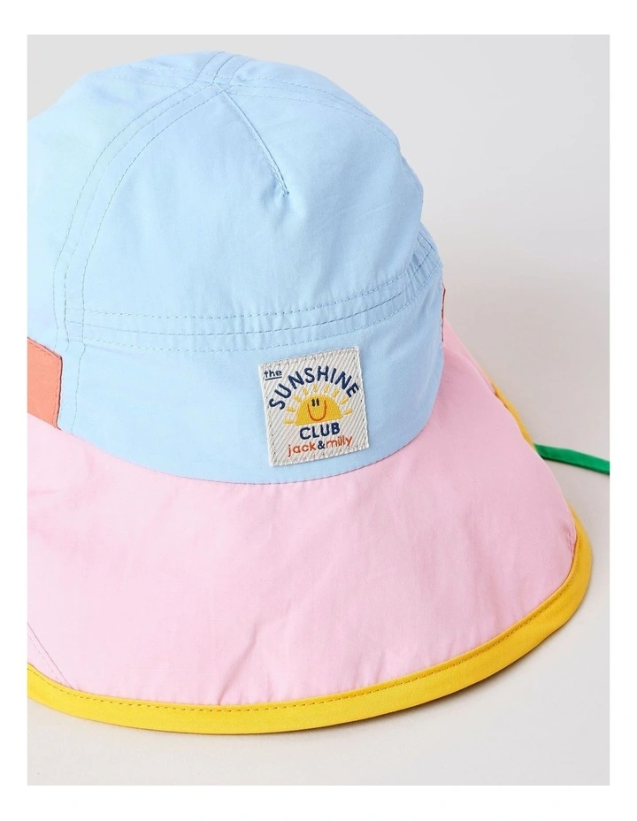 Colourblock Girls Widebrim Hat in Pink image 3