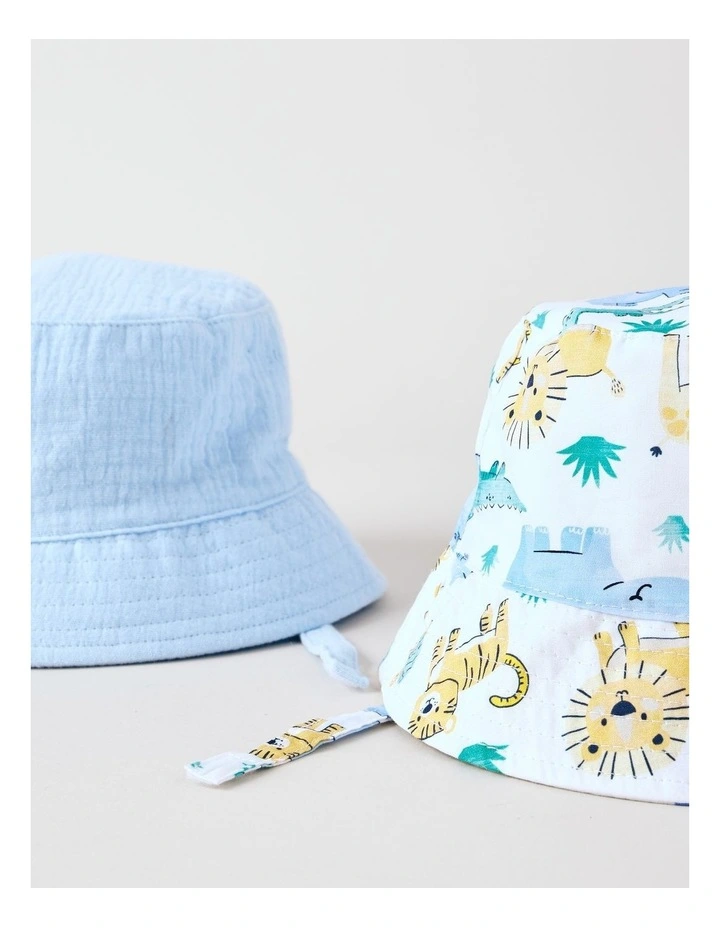 2 Sun Hat with Jungle Print in Blue image 2