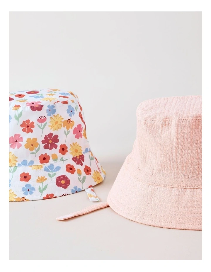 2 Pack Sunhat with Floral Print in Pink image 2