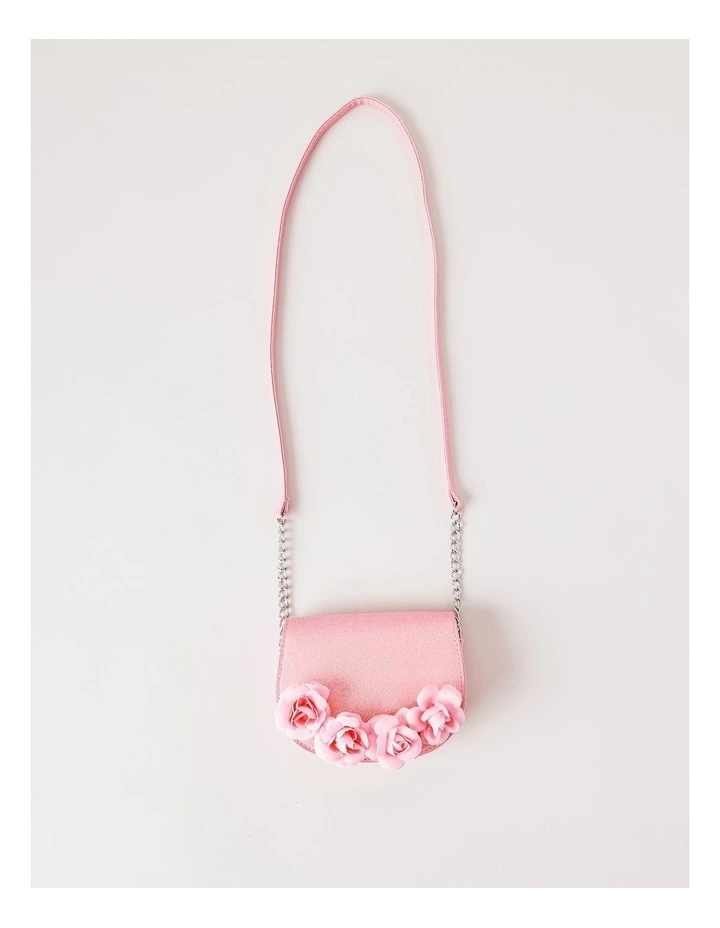 Crossbody Bag with 3D Rosettes in Pink image 3