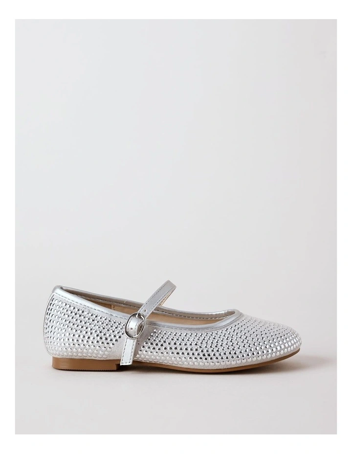 Origami Jasmine Junior and Senior Diamonte Flat with Strap in Silver image 1