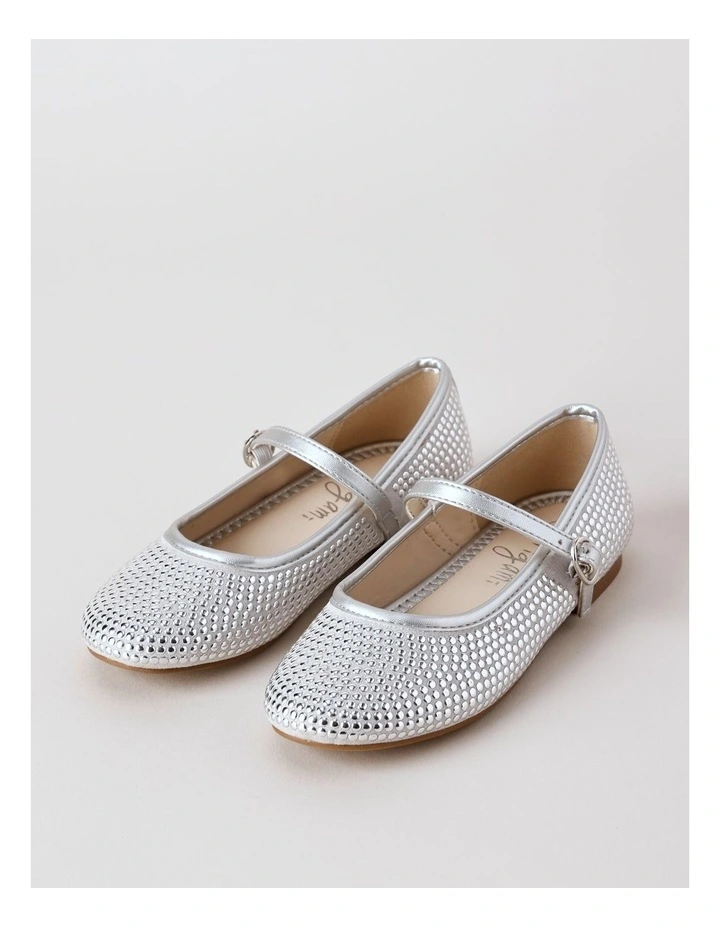 Origami Jasmine Junior and Senior Diamonte Flat with Strap in Silver image 3
