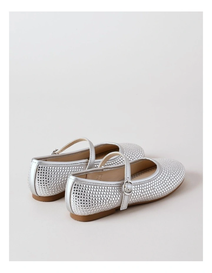 Origami Jasmine Junior and Senior Diamonte Flat with Strap in Silver image 4