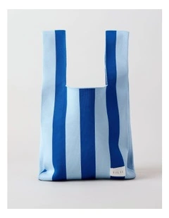 Striped Knitted Tote Bag in Blue