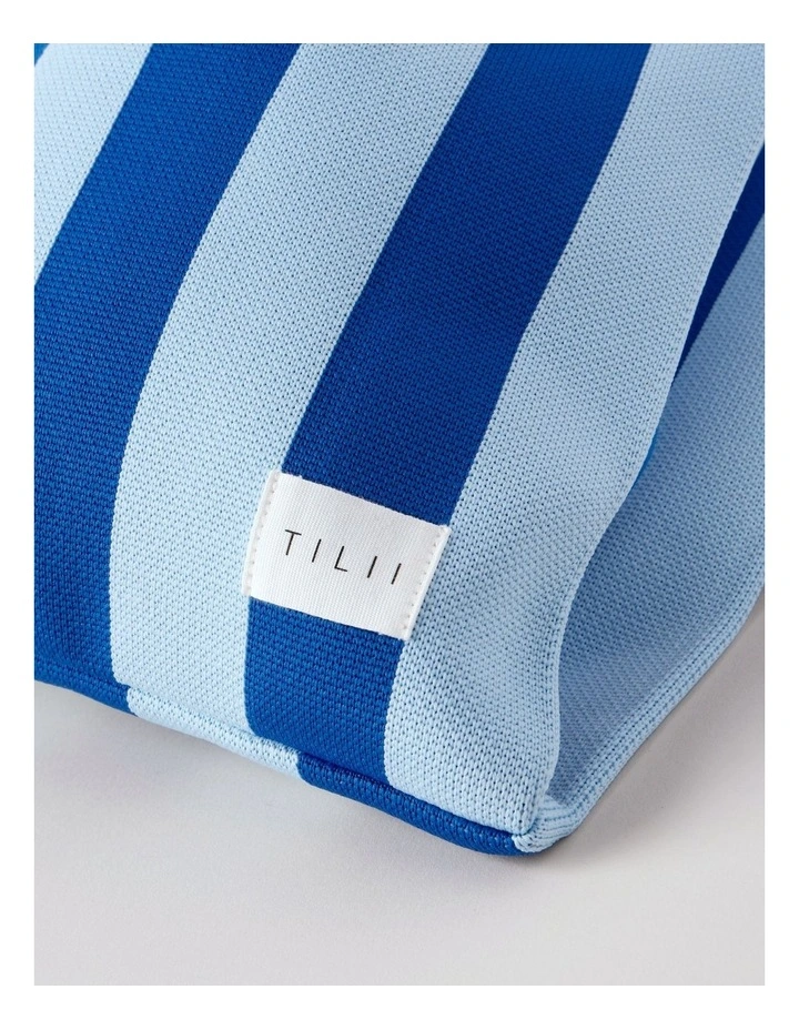 Striped Knitted Tote Bag in Blue image 2