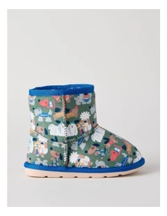 Best In Show Printed Slipper Boots in Green