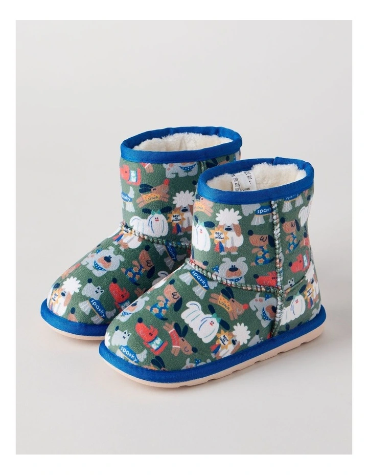 Best In Show Printed Slipper Boots in Green image 2