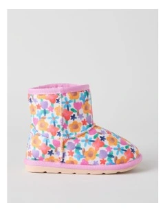 Watercolour Floral Printed Slipper Boots in Assorted
