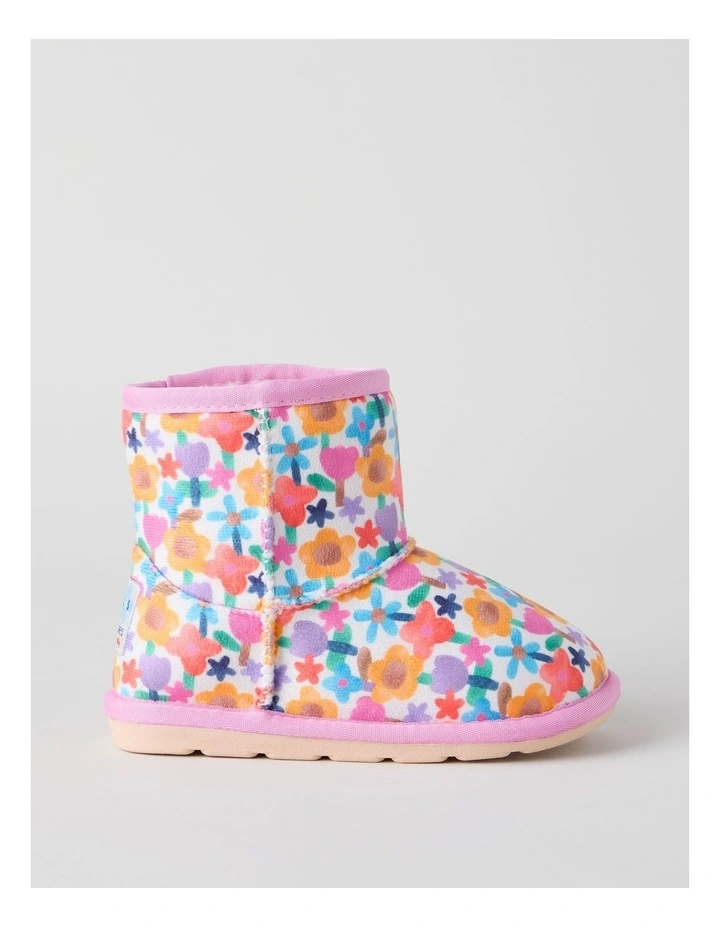 Watercolour Floral Printed Slipper Boots in Assorted image 1