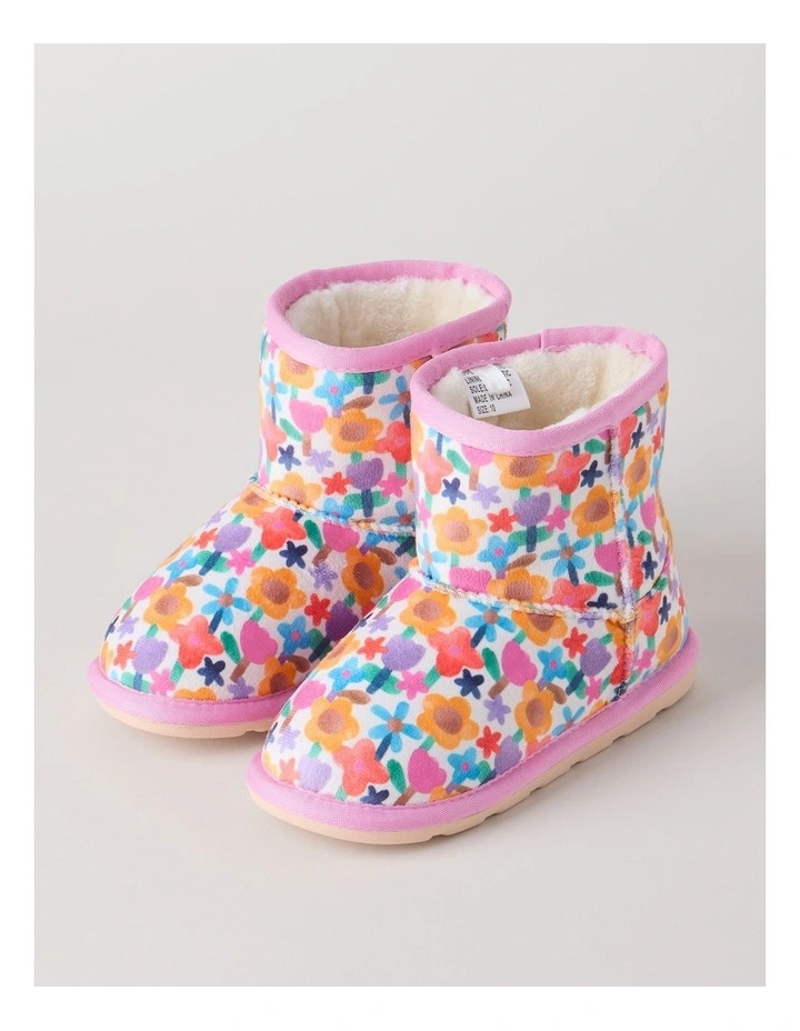 Watercolour Floral Printed Slipper Boots in Assorted image 2