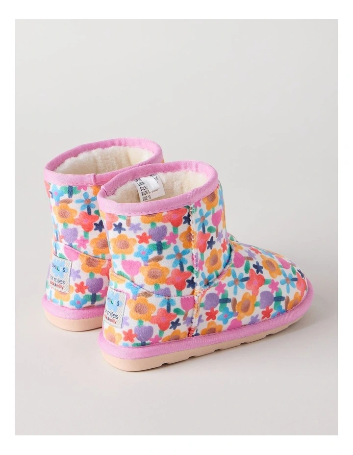 Watercolour Floral Printed Slipper Boots in Assorted image 3