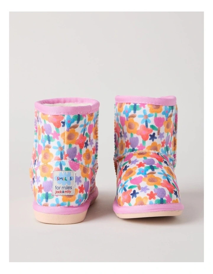 Watercolour Floral Printed Slipper Boots in Assorted image 4