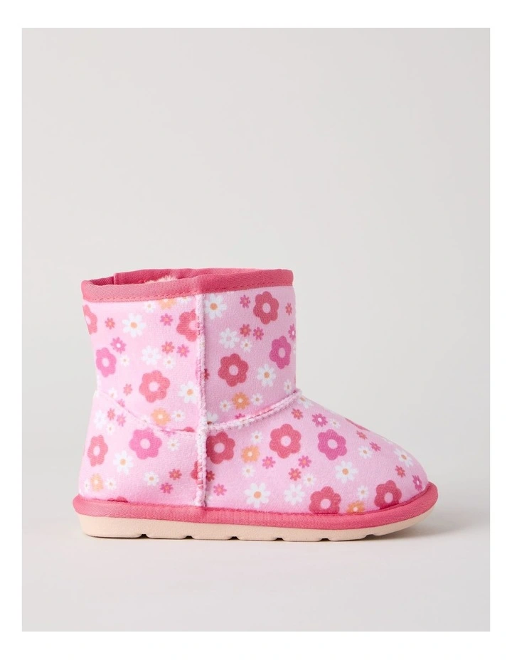Flower Printed Slipper Boots in Pink image 1