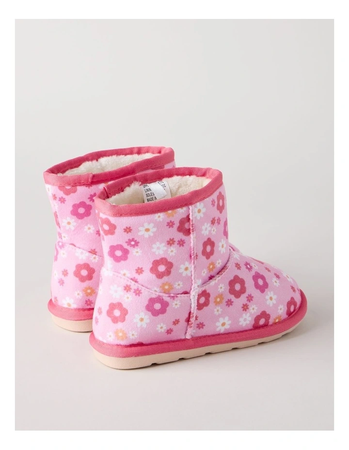 Flower Printed Slipper Boots in Pink image 3