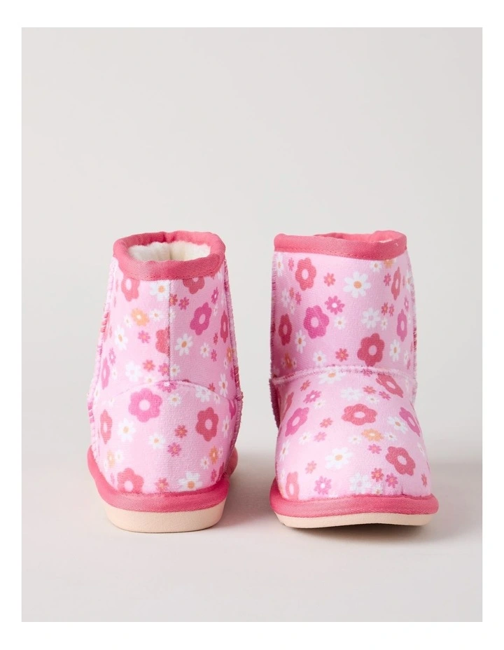 Flower Printed Slipper Boots in Pink image 4