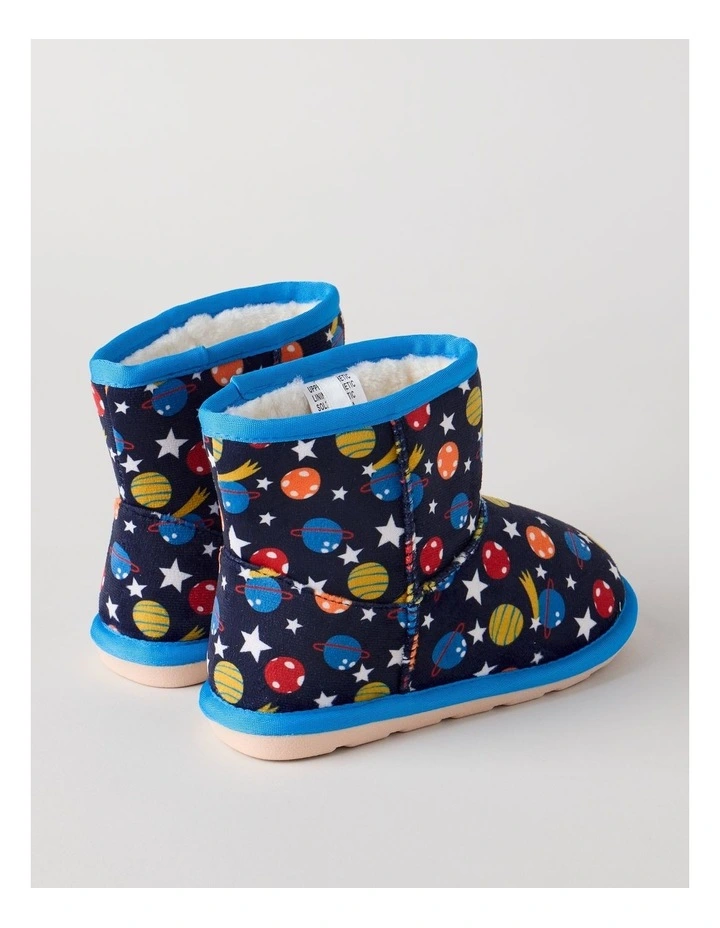 Space Printed Slipper Boots in Navy image 3