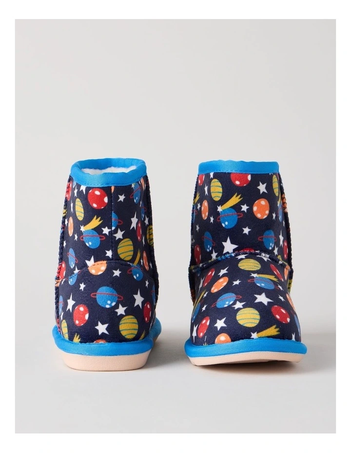 Space Printed Slipper Boots in Navy image 4