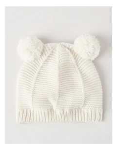Garther Stitch Beanie in White