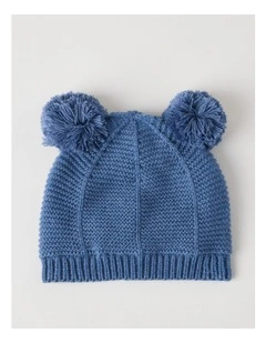 Garther Stitch Beanie in Blue