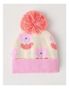 Tulip Intarsia Beanie in Pink