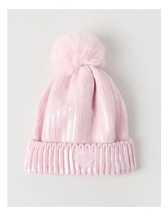 Sequin Beanie in Pink