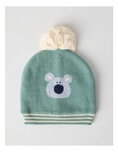 Koala Intarsia Beanie in Sage