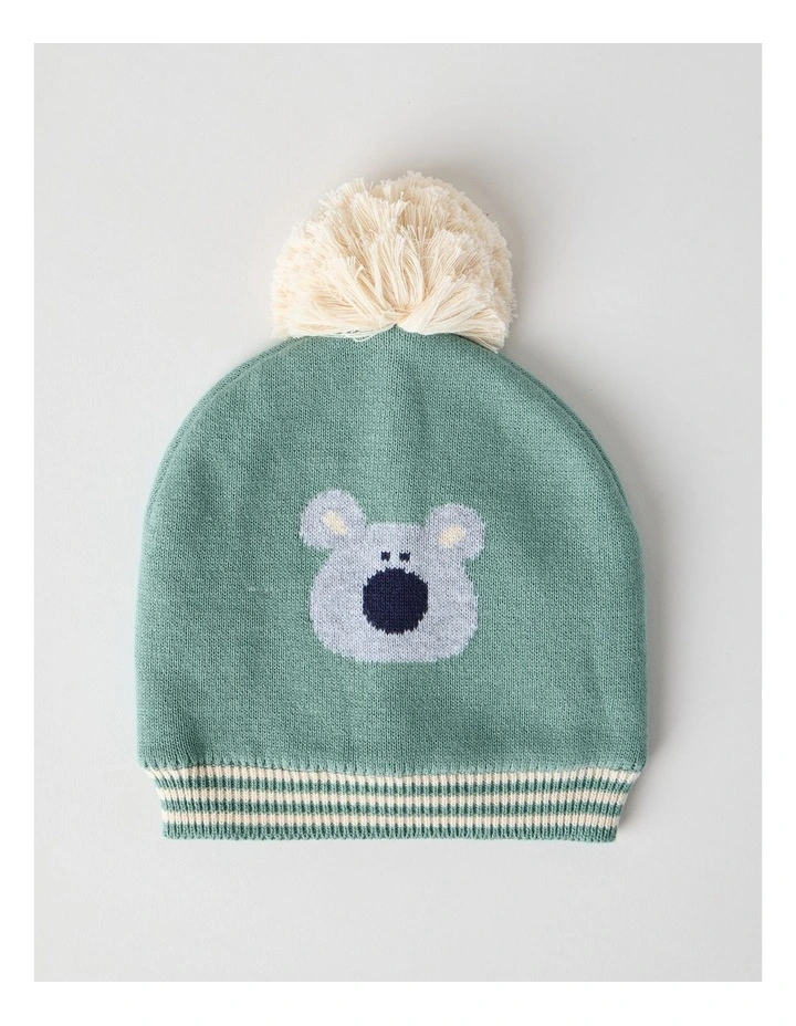Koala Intarsia Beanie in Sage image 1