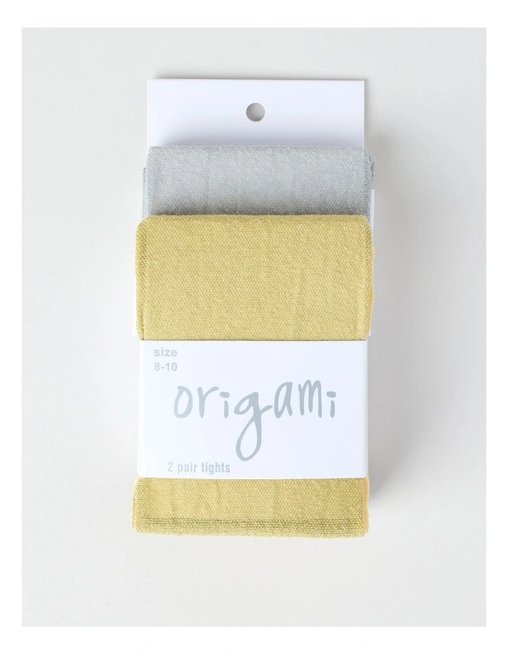 2 Pack Matellic Tights in Silver image 1