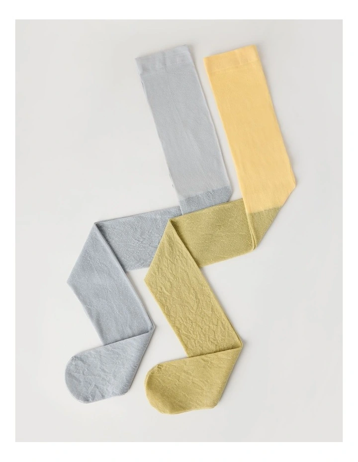 2 Pack Matellic Tights in Silver image 2