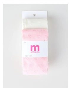 2 Pack Heart Tights in Pink